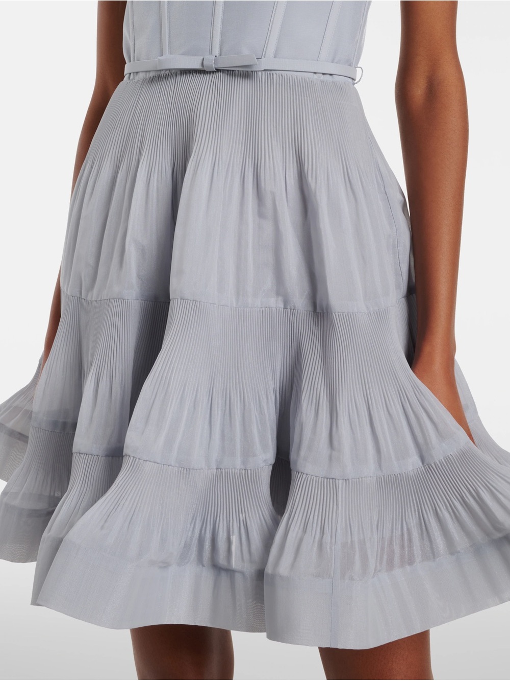 Zimmermann Pleated Draped Mini Dress in steel blue - Picture 3 of 11